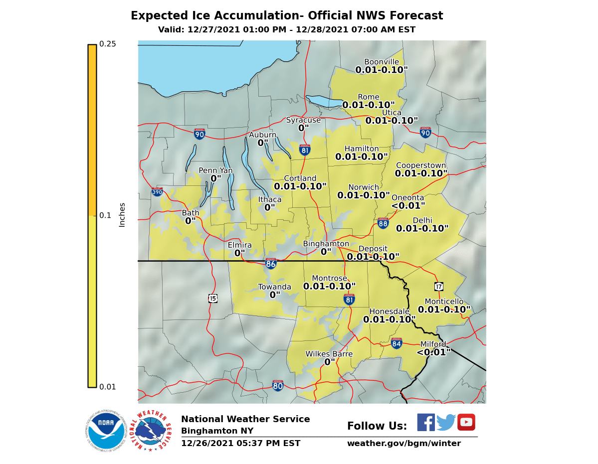 Icy travel Monday, but quiet New Year's Eve weather - The Ithaca Voice